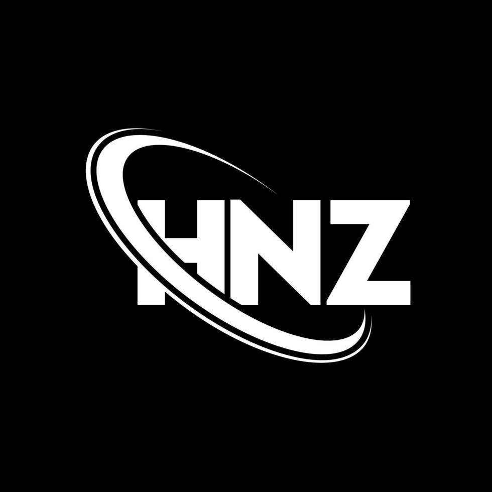 logotipo de hnz. letra hnz. diseño del logotipo de la letra hnz. logotipo de las iniciales hnz vinculado con un círculo y un logotipo de monograma en mayúsculas. tipografía hnz para tecnología, negocios y marca inmobiliaria. vector