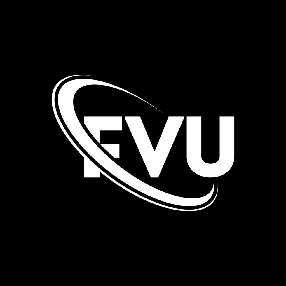 logotipo de fvu. carta fvu. diseño del logotipo de la letra fvu. logotipo de las iniciales fvu vinculado con el círculo y el logotipo del monograma en mayúsculas. tipografía fvu para tecnología, negocios y marca inmobiliaria. vector