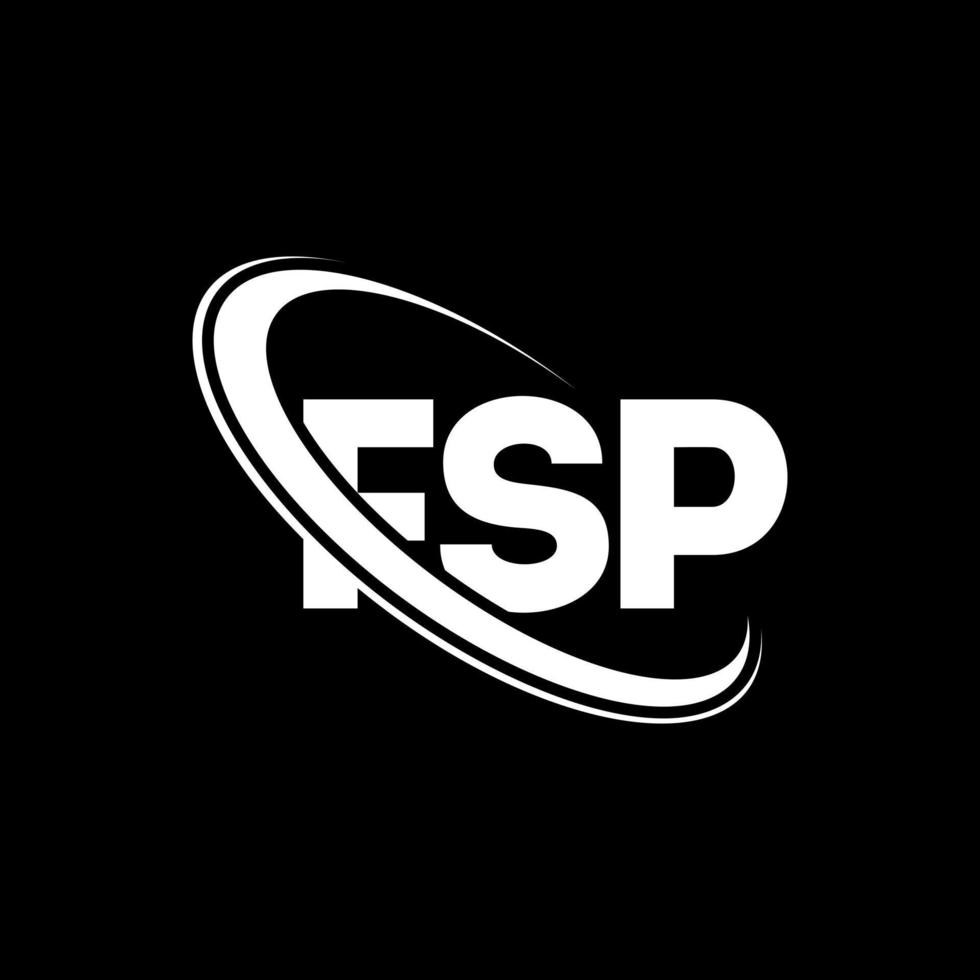 logotipo de fsp. carta fsp. diseño del logotipo de la letra fsp. logotipo de iniciales fsp vinculado con círculo y logotipo de monograma en mayúsculas. tipografía fsp para tecnología, negocios y marca inmobiliaria. vector