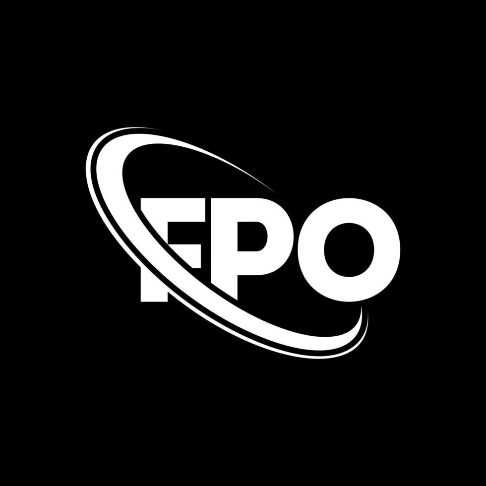 logotipo de fpo. carta fpo. diseño de logotipo de letra fpo. logotipo de iniciales fpo vinculado con círculo y logotipo de monograma en mayúsculas. tipografía fpo para tecnología, negocios y marca inmobiliaria. vector