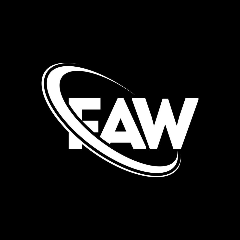 logotipo de faw. fau carta. diseño de logotipo de letra faw. logotipo de iniciales faw vinculado con círculo y logotipo de monograma en mayúsculas. tipografía faw para tecnología, negocios y marca inmobiliaria. vector