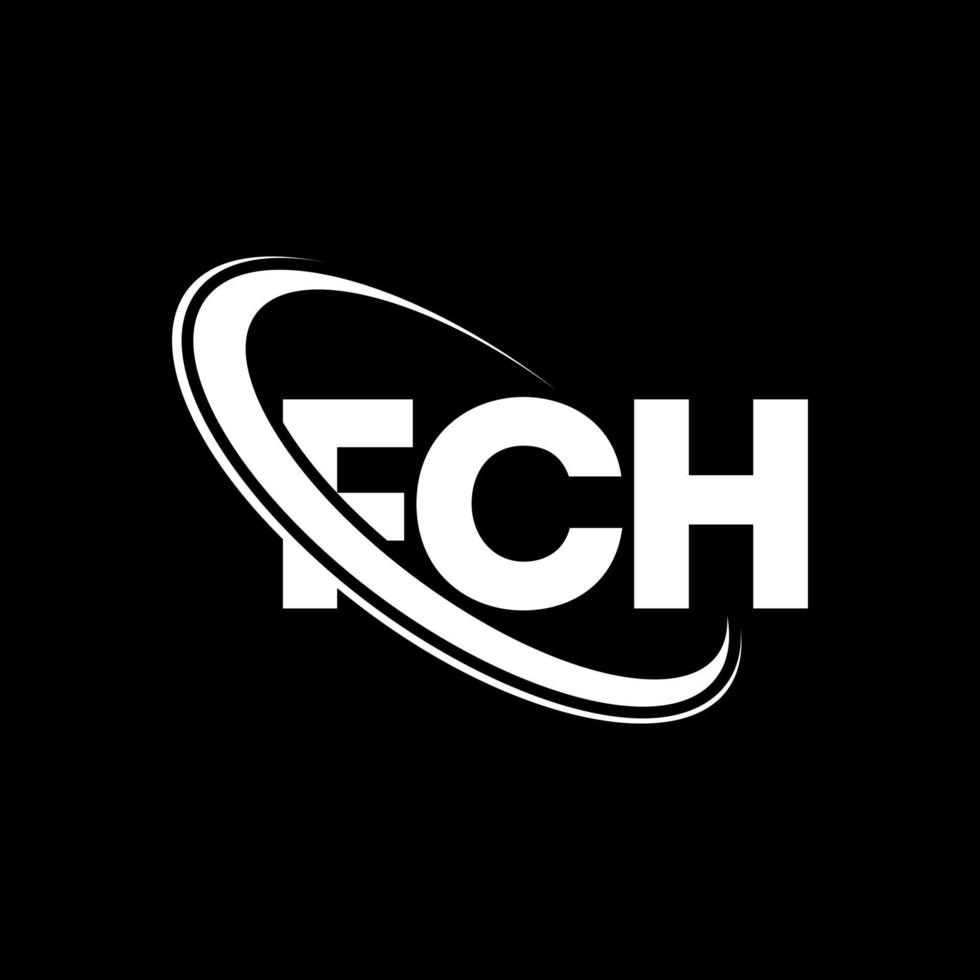 logotipo fc. carta fch. diseño del logotipo de la letra fch. logotipo de las iniciales fch vinculado con un círculo y un logotipo de monograma en mayúsculas. tipografía fch para tecnología, negocios y marca inmobiliaria. vector