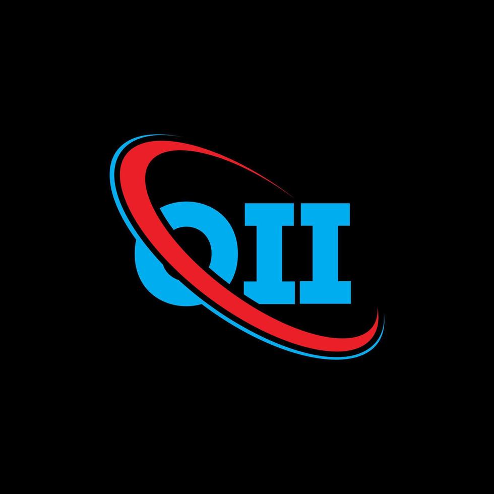 logotipo de oi. oii carta. diseño del logotipo de la letra oii. logotipo de las iniciales oii enlazado con un círculo y un logotipo del monograma en mayúsculas. oii tipografía para tecnología, negocios y marca inmobiliaria. vector