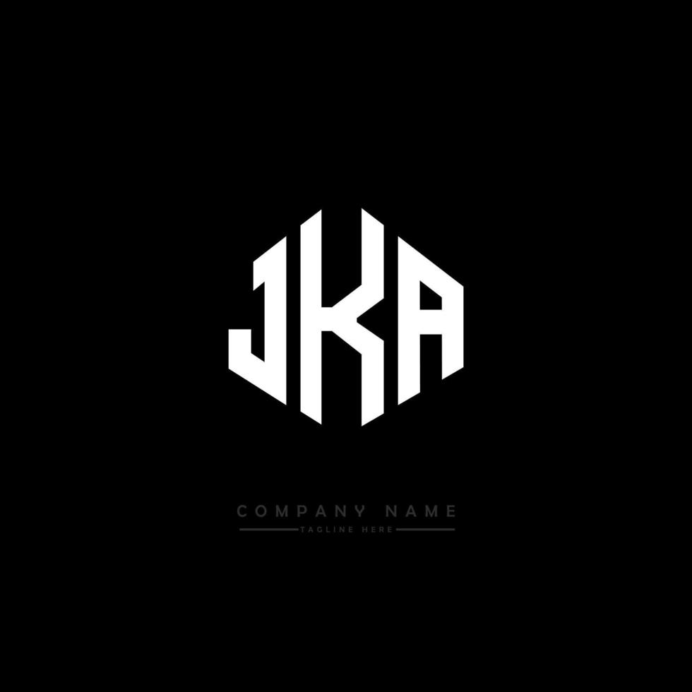JKA letter logo design with polygon shape. JKA polygon and cube shape logo design. JKA hexagon vector logo template white and black colors. JKA monogram, business and real estate logo.