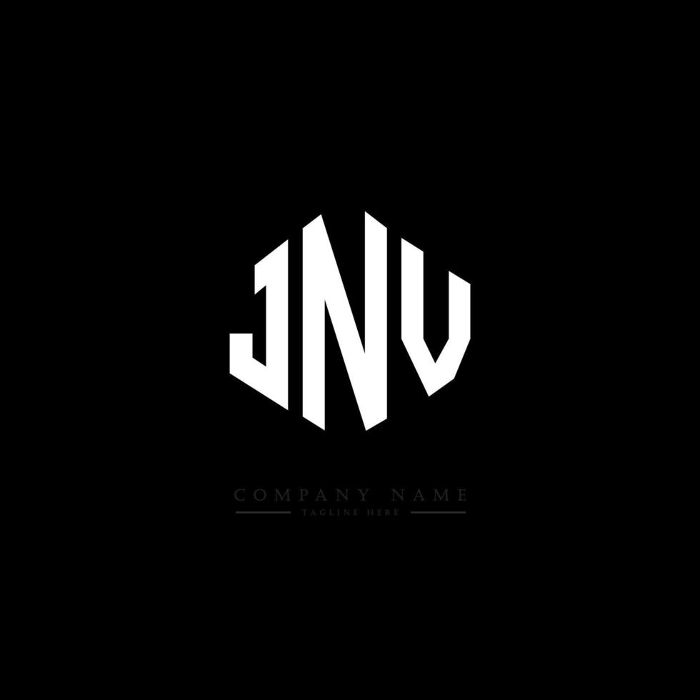 JNV letter logo design with polygon shape. JNV polygon and cube shape logo design. JNV hexagon vector logo template white and black colors. JNV monogram, business and real estate logo.