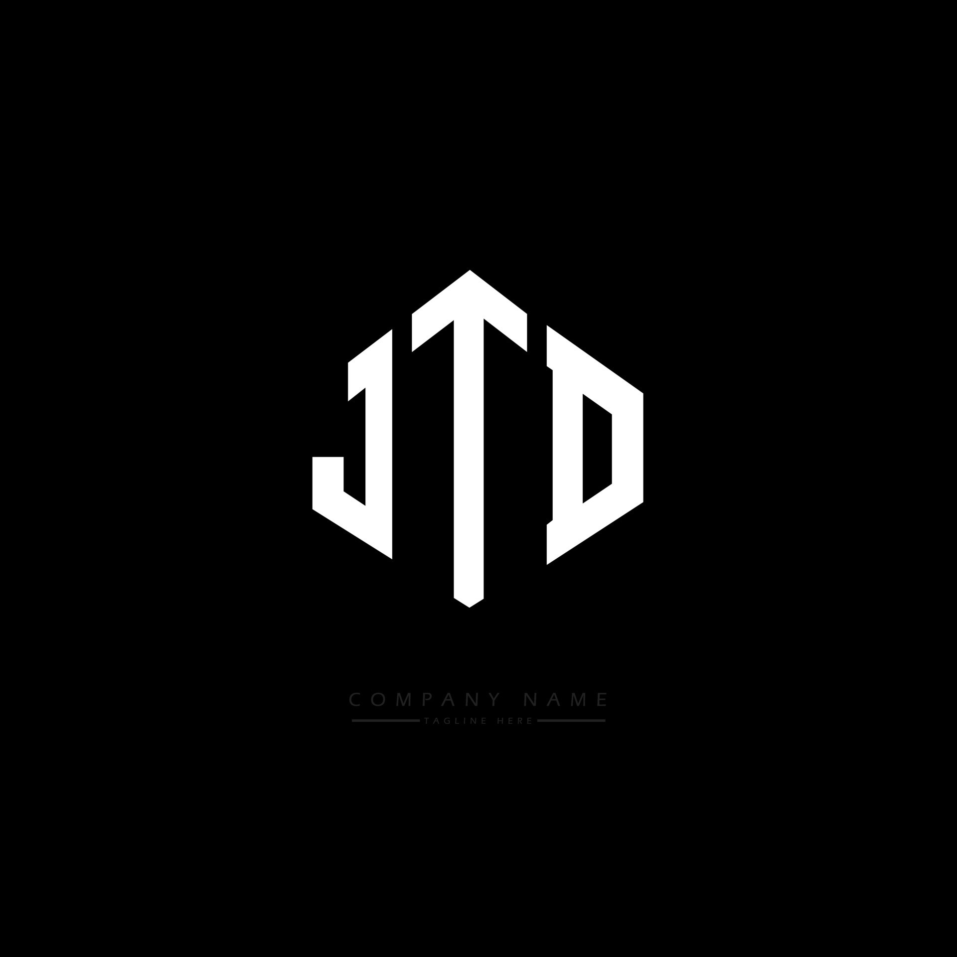 JTD letter logo design with polygon shape. JTD polygon and cube shape