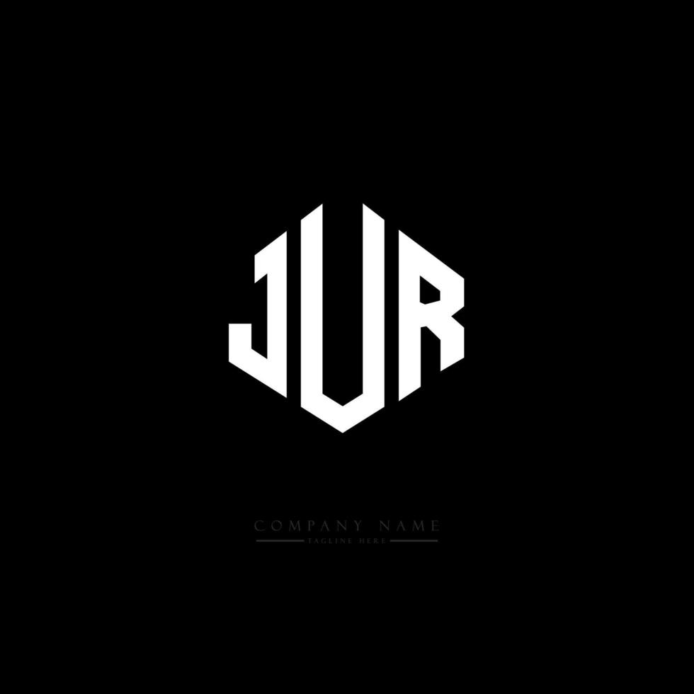 JUR letter logo design with polygon shape. JUR polygon and cube shape logo design. JUR hexagon vector logo template white and black colors. JUR monogram, business and real estate logo.