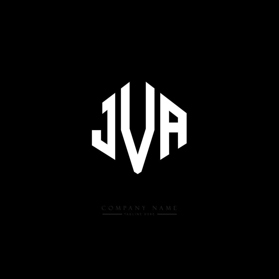 JVA letter logo design with polygon shape. JVA polygon and cube shape logo design. JVA hexagon vector logo template white and black colors. JVA monogram, business and real estate logo.