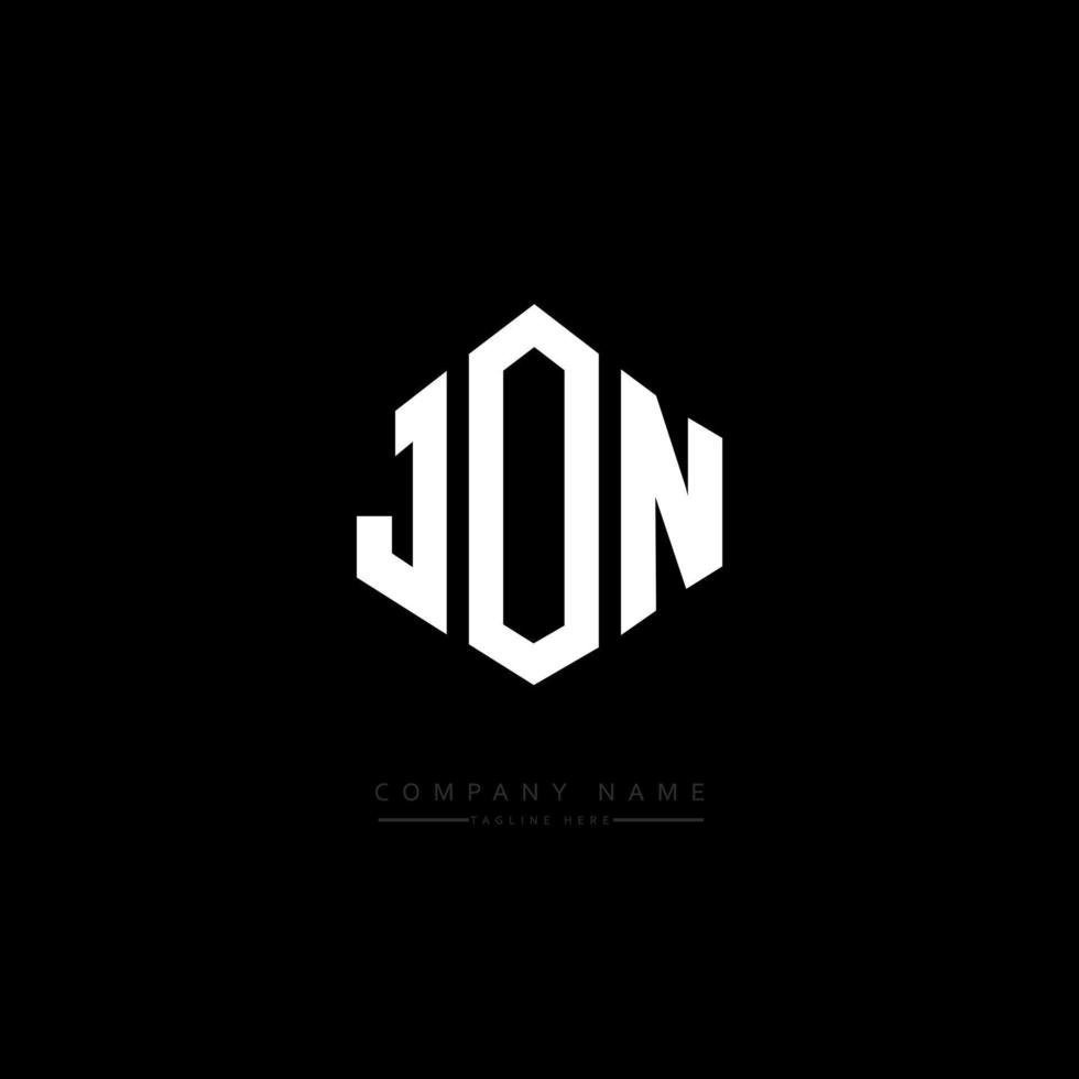 JON letter logo design with polygon shape. JON polygon and cube shape logo design. JON hexagon vector logo template white and black colors. JON monogram, business and real estate logo.