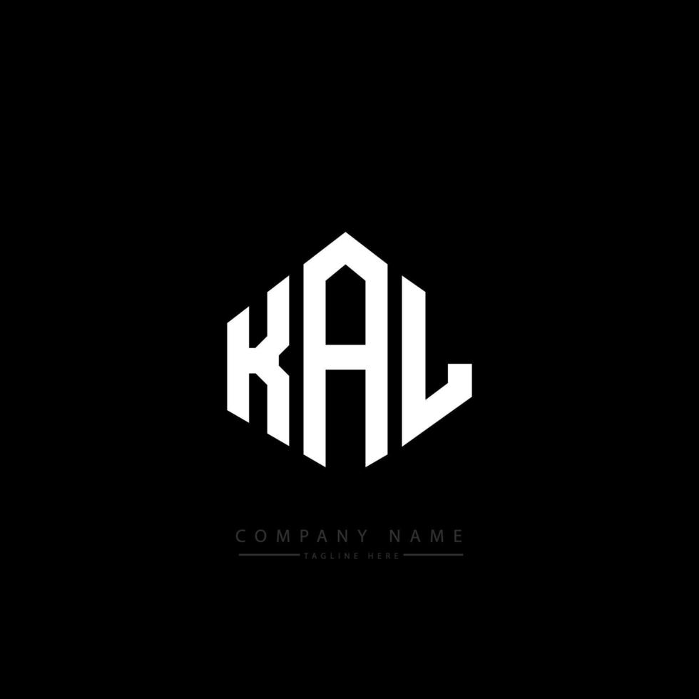 KAL letter logo design with polygon shape. KAL polygon and cube shape logo design. KAL hexagon vector logo template white and black colors. KAL monogram, business and real estate logo.
