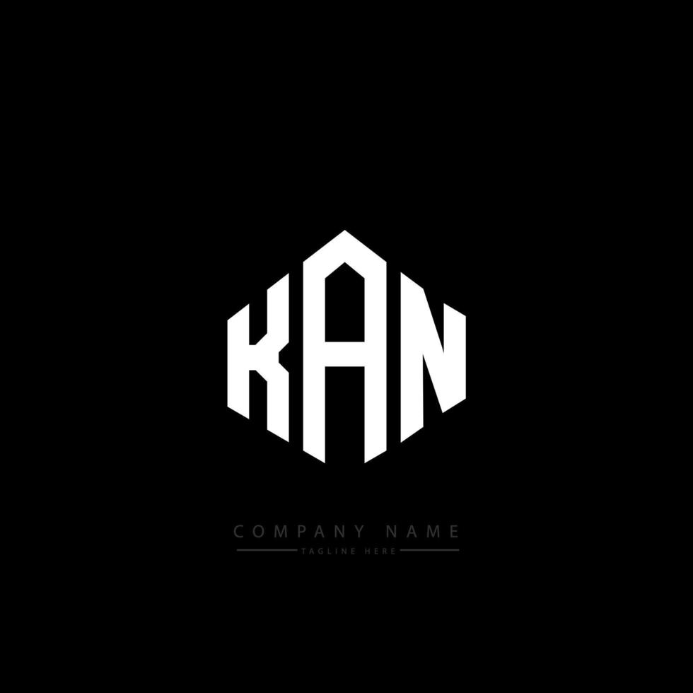 KAN letter logo design with polygon shape. KAN polygon and cube shape logo design. KAN hexagon vector logo template white and black colors. KAN monogram, business and real estate logo.