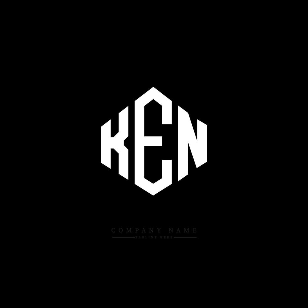 diseño de logotipo de letra ken con forma de polígono. diseño de logotipo en forma de cubo y polígono ken. ken hexágono vector logo plantilla colores blanco y negro. monograma ken, logotipo comercial y inmobiliario.