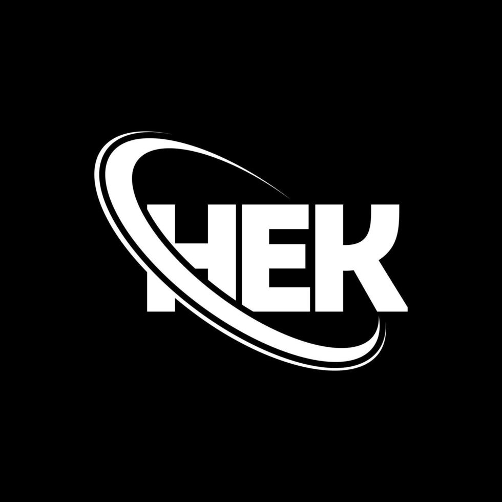 logotipo de hek. hola carta. diseño del logotipo de la letra hek. logotipo de las iniciales hek vinculado con un círculo y un logotipo de monograma en mayúsculas. tipografía hek para tecnología, negocios y marca inmobiliaria. vector