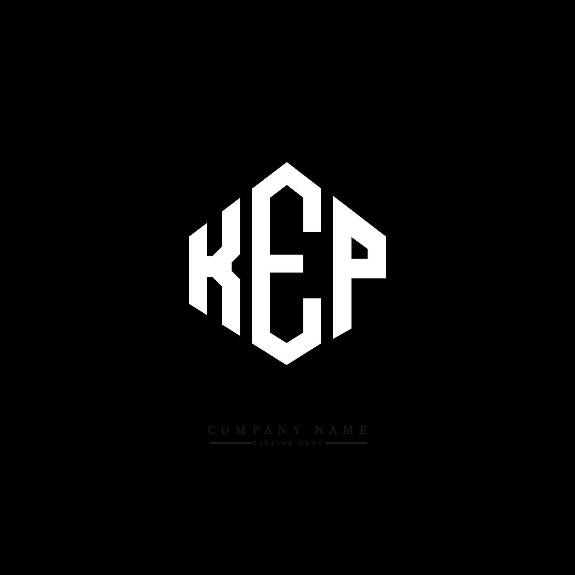KEP letter logo design with polygon shape. KEP polygon and cube shape