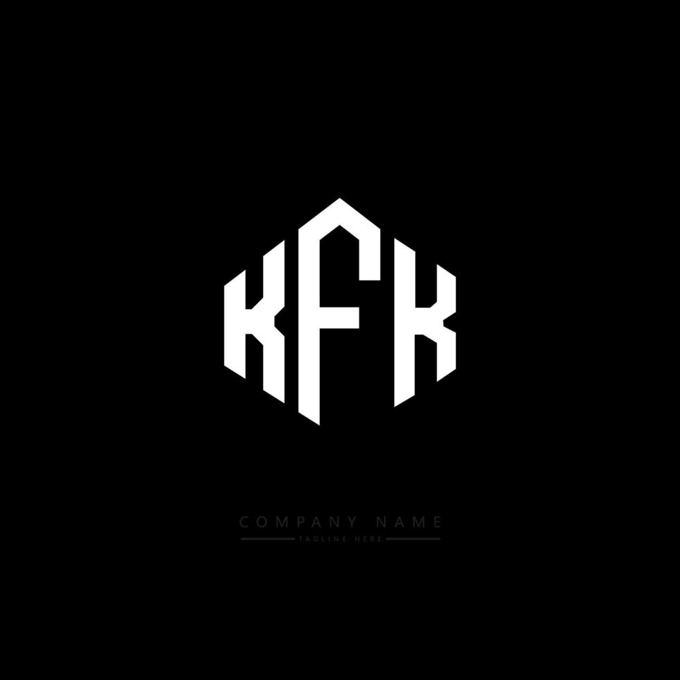 KFK letter logo design with polygon shape. KFK polygon and cube shape logo design. KFK hexagon vector logo template white and black colors. KFK monogram, business and real estate logo.