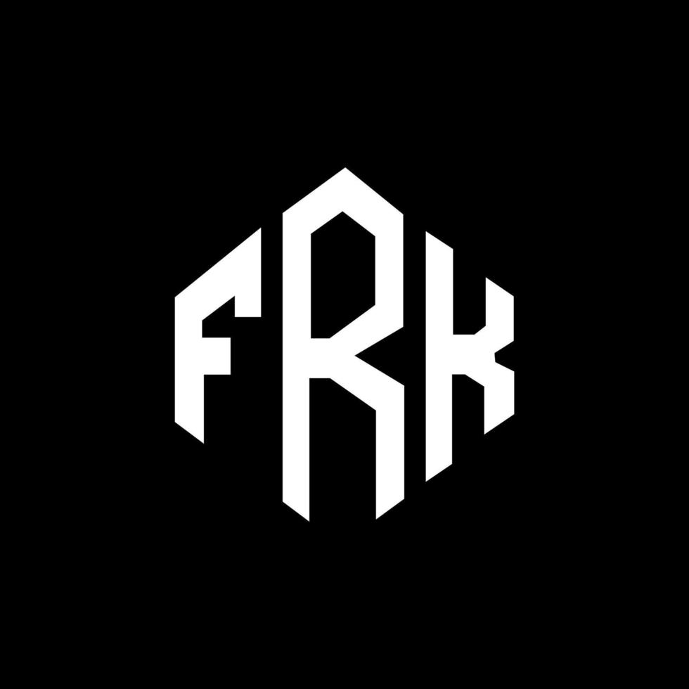 FRK letter logo design with polygon shape. FRK polygon and cube shape logo design. FRK hexagon vector logo template white and black colors. FRK monogram, business and real estate logo.
