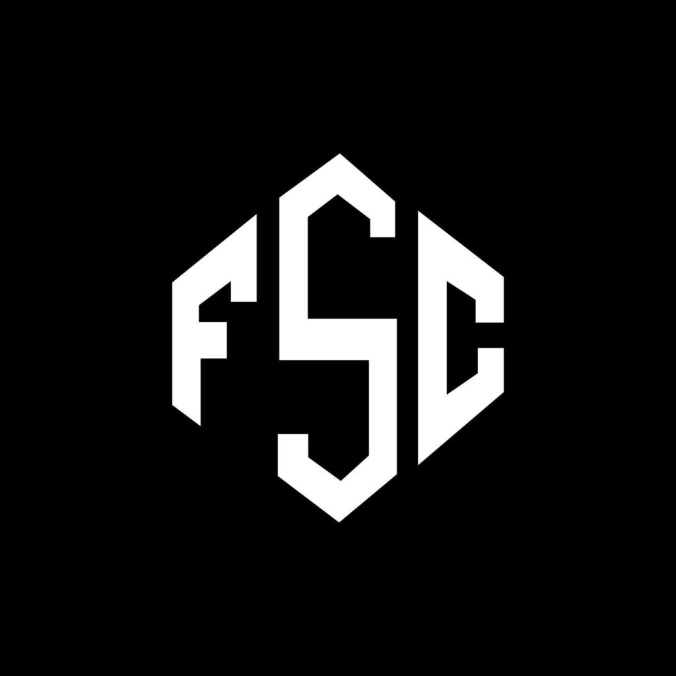 FSC letter logo design with polygon shape. FSC polygon and cube shape logo design. FSC hexagon vector logo template white and black colors. FSC monogram, business and real estate logo.