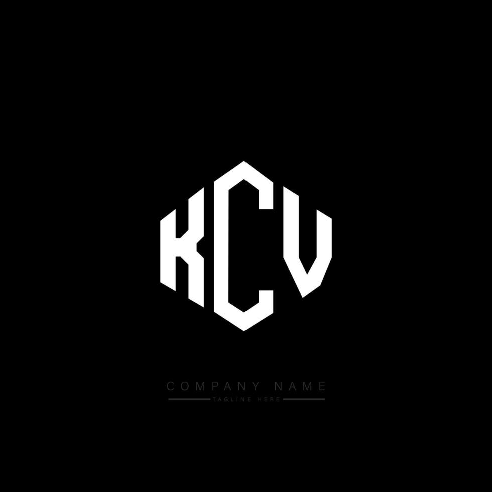 KCV letter logo design with polygon shape. KCV polygon and cube shape logo design. KCV hexagon vector logo template white and black colors. KCV monogram, business and real estate logo.