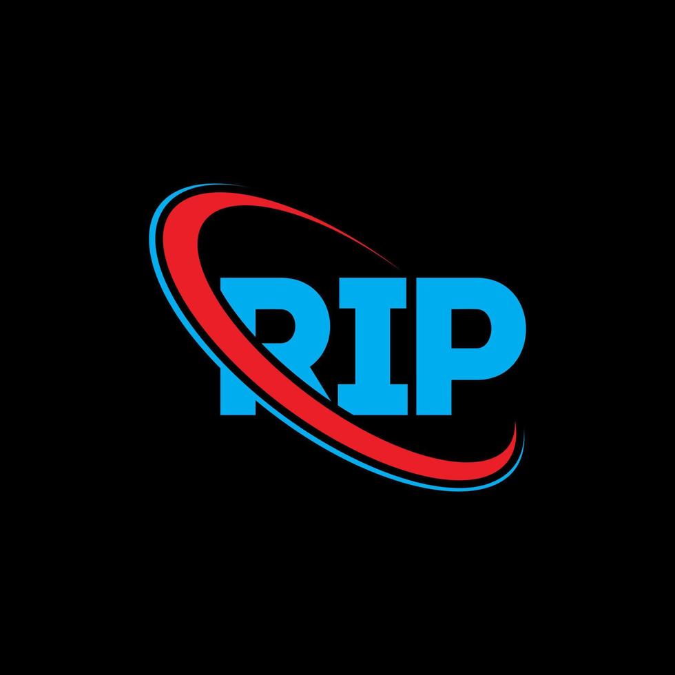 RIP logo. RIP letter. RIP letter logo design. Initials RIP logo linked with circle and uppercase monogram logo. RIP typography for technology, business and real estate brand. vector