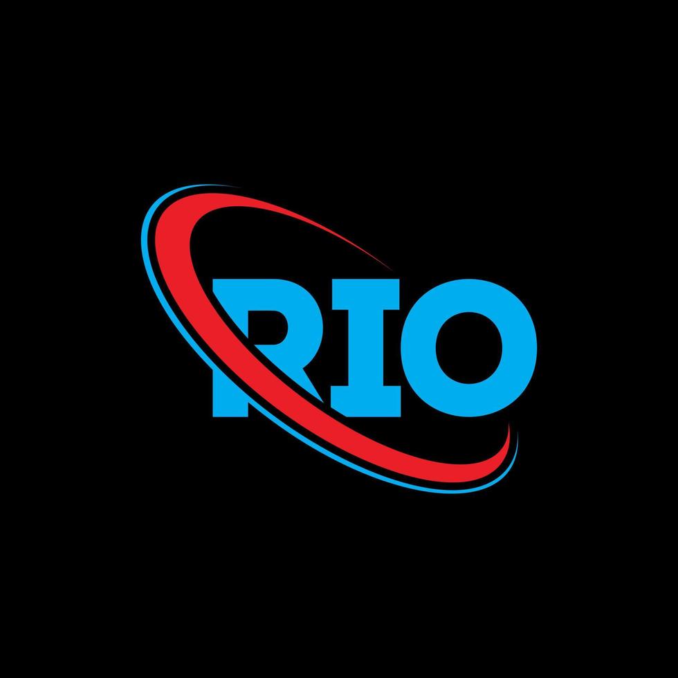 logotipo de río. carta de río. diseño del logotipo de la letra de río. logotipo de las iniciales rio vinculado con el círculo y el logotipo del monograma en mayúsculas. tipografía rio para tecnología, negocios y marca inmobiliaria. vector