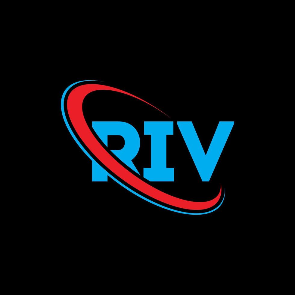 logotipo de riv. letra riv. diseño del logotipo de la letra riv. logotipo de iniciales riv vinculado con círculo y logotipo de monograma en mayúsculas. tipografía riv para tecnología, negocios y marca inmobiliaria. vector