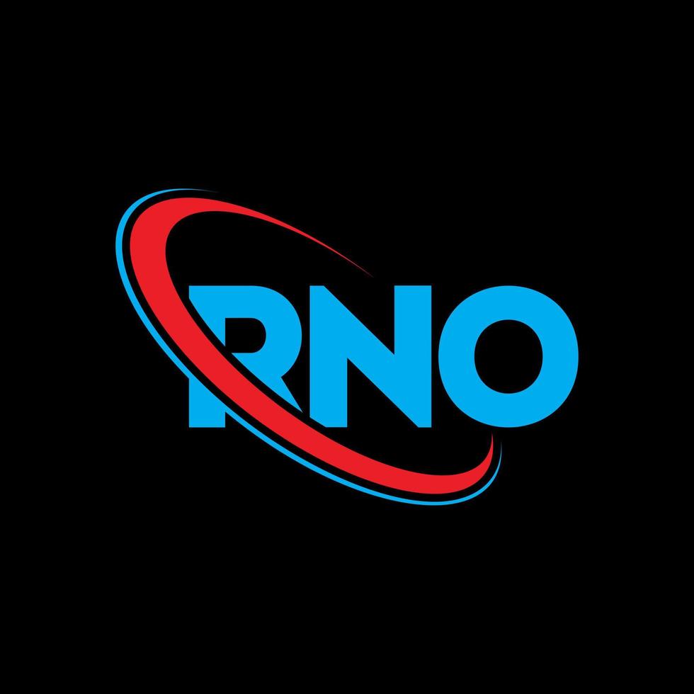 RNO logo. RNO letter. RNO letter logo design. Initials RNO logo linked with circle and uppercase monogram logo. RNO typography for technology, business and real estate brand. vector