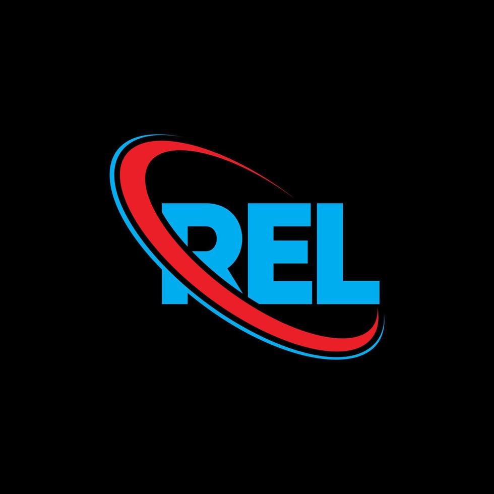 logotipo de rel. letra real. diseño del logotipo de la letra rel. logotipo de iniciales rel vinculado con círculo y logotipo de monograma en mayúsculas. tipografía rel para tecnología, negocios y marca inmobiliaria. vector