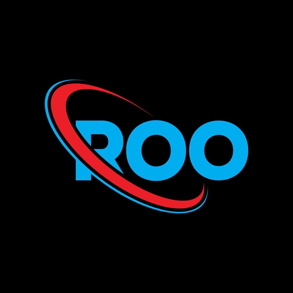 logotipo de roo. letra roo. diseño del logotipo de la letra roo. logotipo de iniciales roo vinculado con círculo y logotipo de monograma en mayúsculas. tipografía roo para tecnología, negocios y marca inmobiliaria. vector