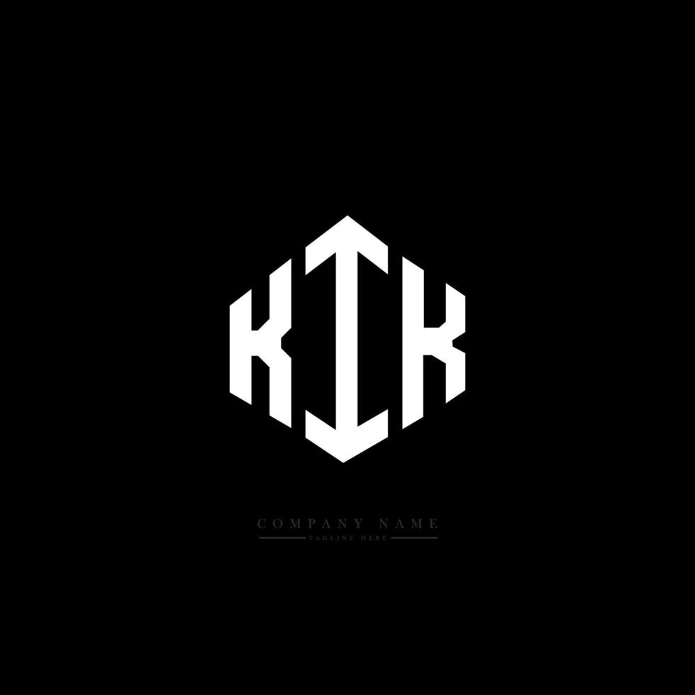 KIK letter logo design with polygon shape. KIK polygon and cube shape logo design. KIK hexagon vector logo template white and black colors. KIK monogram, business and real estate logo.