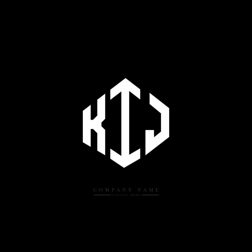 KIJ letter logo design with polygon shape. KIJ polygon and cube shape logo design. KIJ hexagon vector logo template white and black colors. KIJ monogram, business and real estate logo.