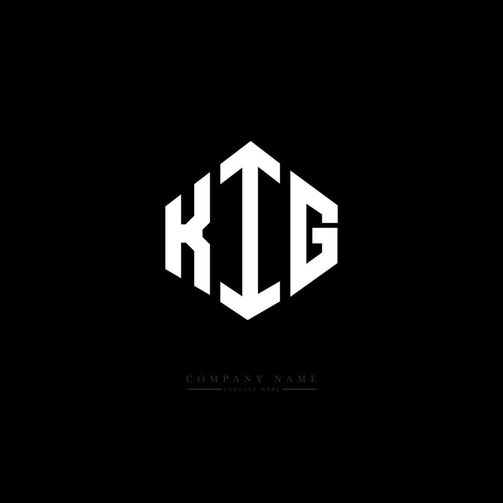 KIG letter logo design with polygon shape. KIG polygon and cube shape logo design. KIG hexagon vector logo template white and black colors. KIG monogram, business and real estate logo.