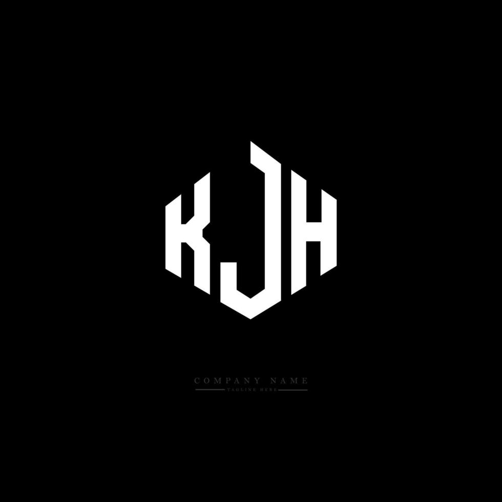KJH letter logo design with polygon shape. KJH polygon and cube shape logo design. KJH hexagon vector logo template white and black colors. KJH monogram, business and real estate logo.