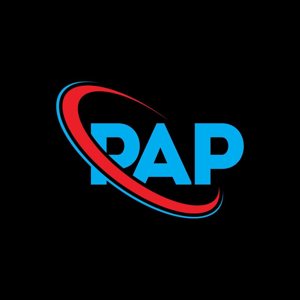 logotipo de pap. carta de pap. diseño del logotipo de la carta pap. logotipo de pap de iniciales vinculado con círculo y logotipo de monograma en mayúsculas. tipografía pap para tecnología, negocios y marca inmobiliaria. vector