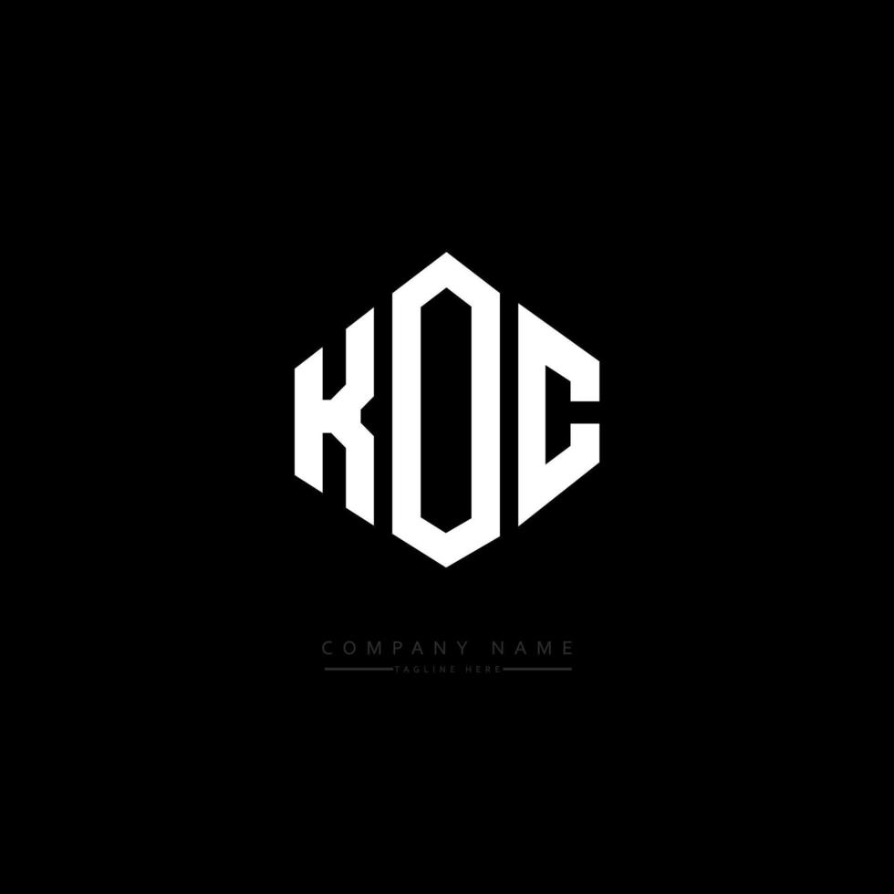 diseño de logotipo de letra koc con forma de polígono. diseño de logotipo en forma de cubo y polígono koc. plantilla de logotipo vectorial hexágono koc colores blanco y negro. monograma koc, logotipo comercial y inmobiliario. vector