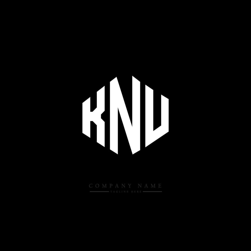 KNU letter logo design with polygon shape. KNU polygon and cube shape logo design. KNU hexagon vector logo template white and black colors. KNU monogram, business and real estate logo.