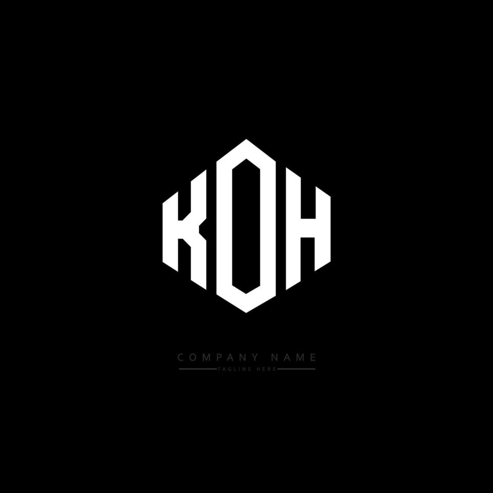 diseño de logotipo de letra koh con forma de polígono. diseño de logotipo en forma de cubo y polígono koh. koh hexágono vector logo plantilla colores blanco y negro. monograma de koh, logotipo comercial y inmobiliario.