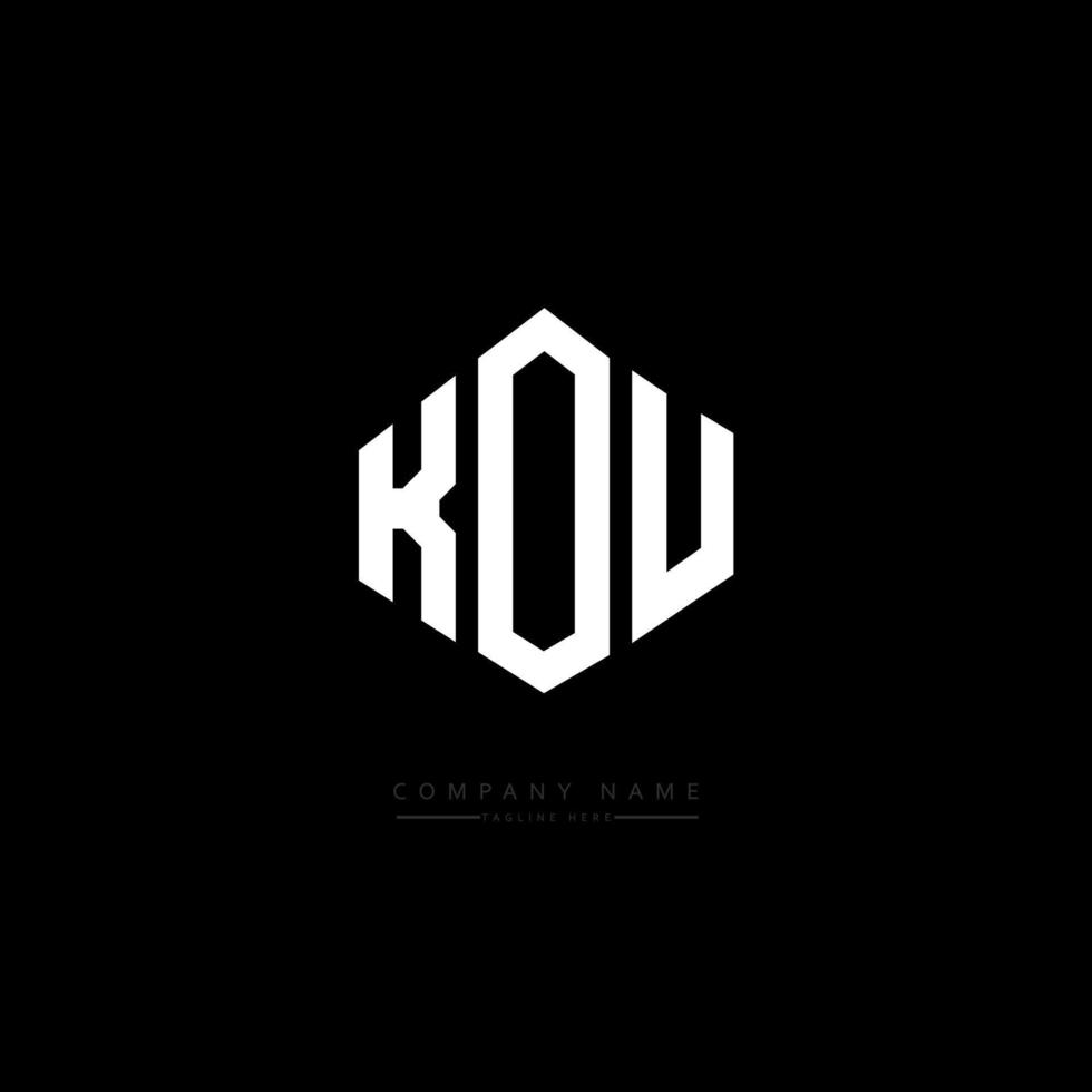 diseño de logotipo de letra kou con forma de polígono. diseño de logotipo en forma de cubo y polígono kou. kou hexágono vector logo plantilla colores blanco y negro. monograma kou, logotipo comercial y inmobiliario.