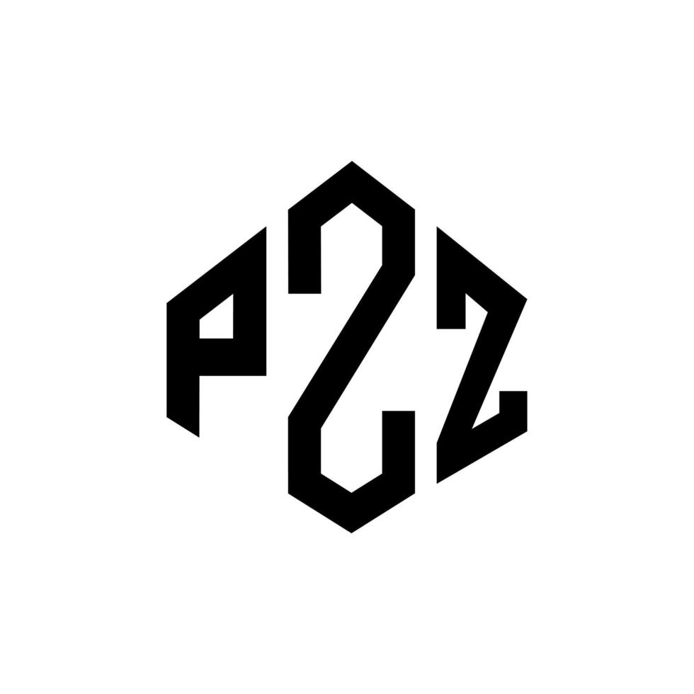 diseño de logotipo de letra pzz con forma de polígono. diseño de logotipo de forma de cubo y polígono pzz. Pzz hexágono vector logo plantilla colores blanco y negro. monograma pzz, logotipo comercial y inmobiliario.
