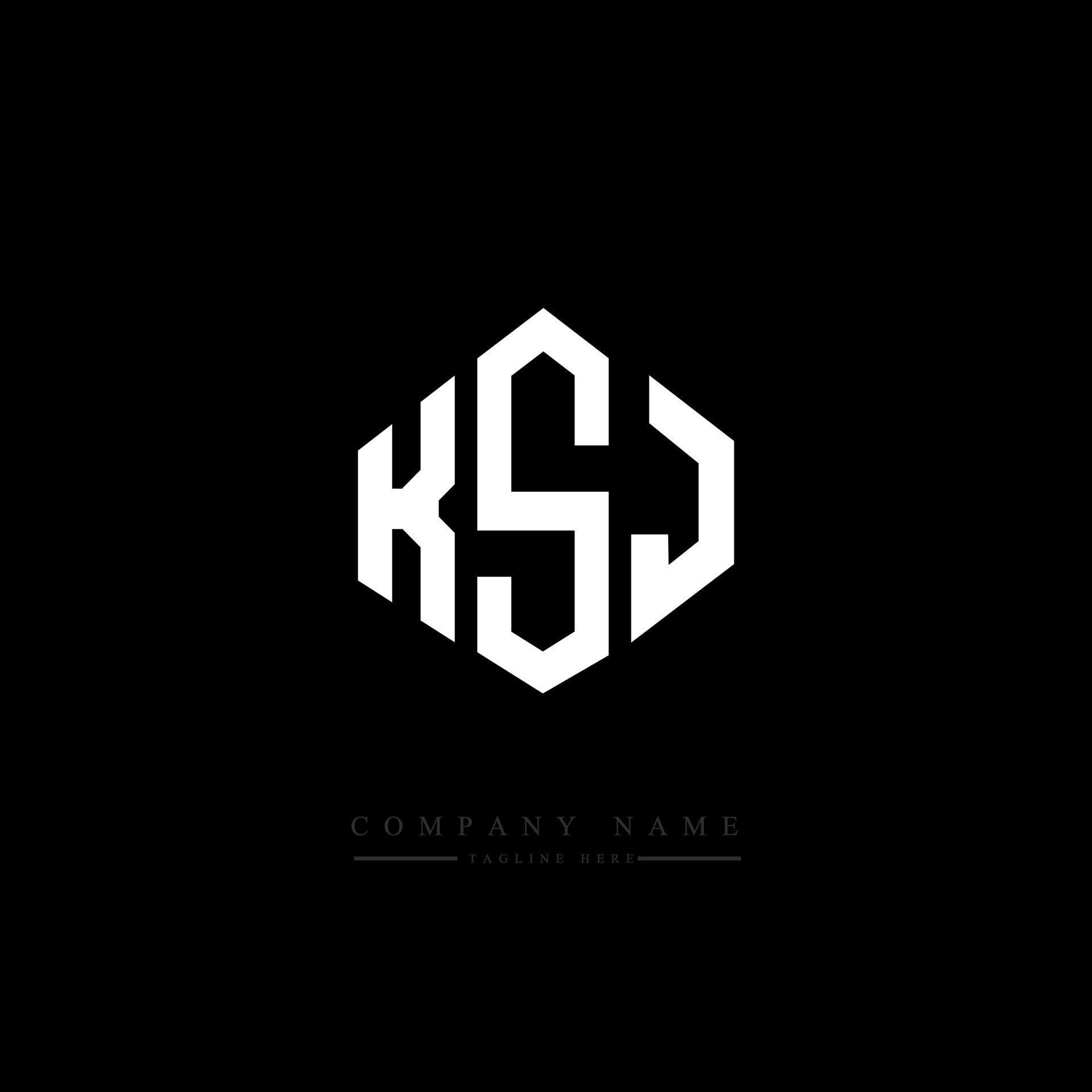 KSJ letter logo design with polygon shape. KSJ polygon and cube shape
