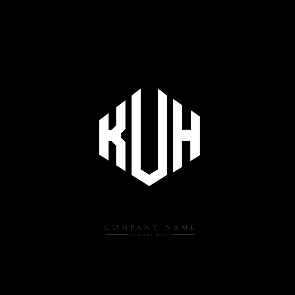 KUH letter logo design with polygon shape. KUH polygon and cube shape logo design. KUH hexagon vector logo template white and black colors. KUH monogram, business and real estate logo.