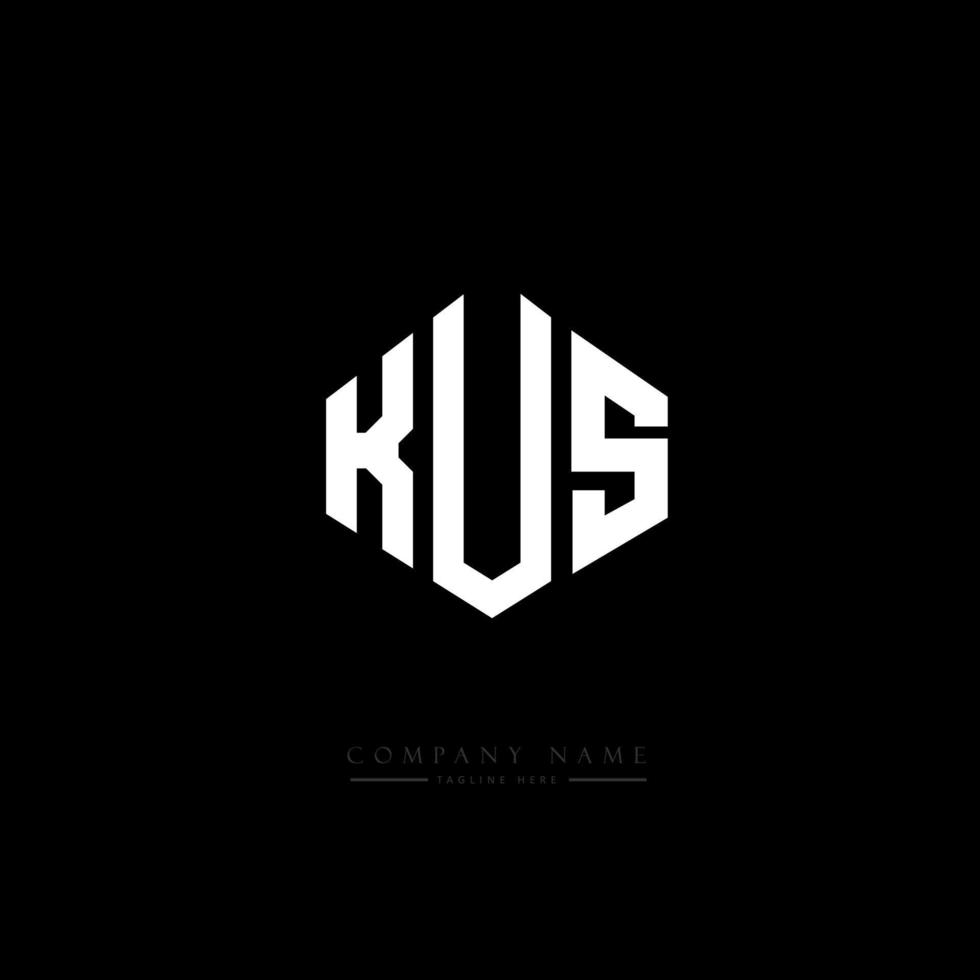 KUS letter logo design with polygon shape. KUS polygon and cube shape logo design. KUS hexagon vector logo template white and black colors. KUS monogram, business and real estate logo.