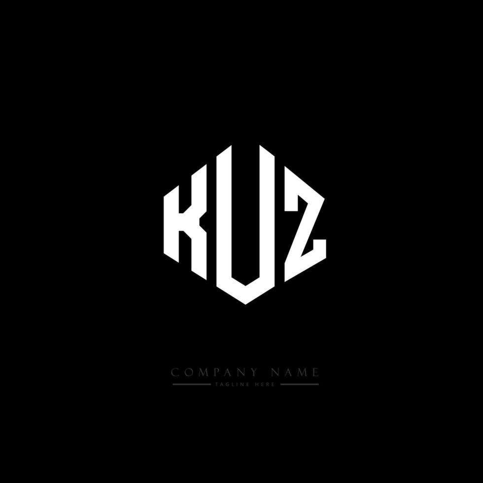 KUZ letter logo design with polygon shape. KUZ polygon and cube shape logo design. KUZ hexagon vector logo template white and black colors. KUZ monogram, business and real estate logo.