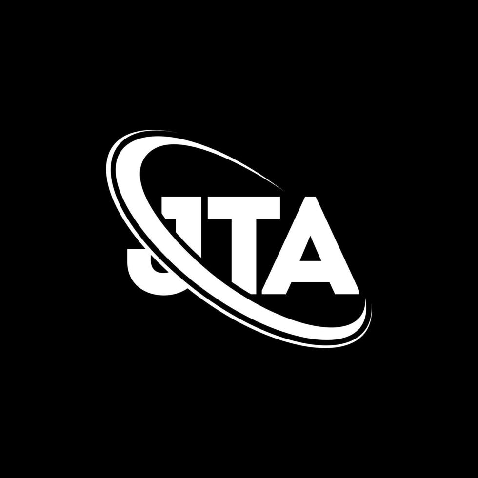 logotipo jta. carta jta. diseño del logotipo de la letra jta. logotipo de jta iniciales vinculado con círculo y logotipo de monograma en mayúsculas. tipografía jta para tecnología, negocios y marca inmobiliaria. vector