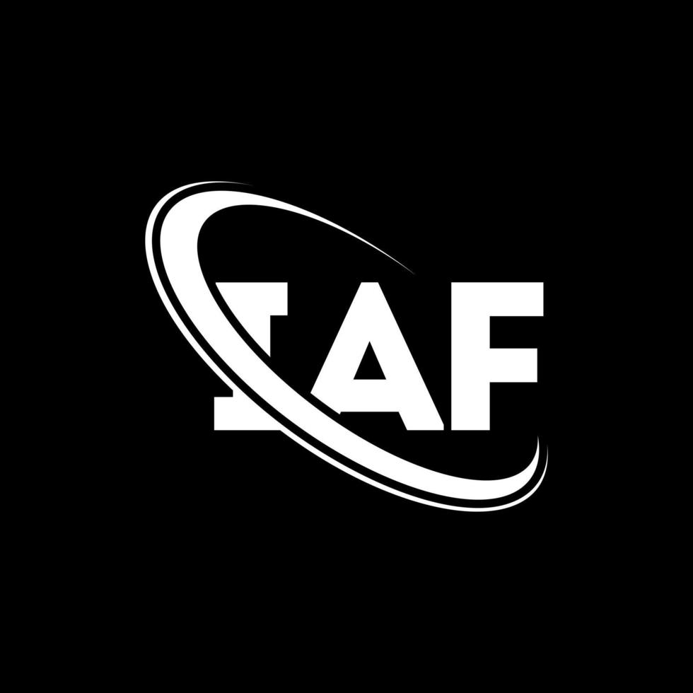 logotipo de la iaf. carta iaf. diseño del logotipo de la letra iaf. logotipo de las iniciales iaf vinculado con un círculo y un logotipo de monograma en mayúsculas. tipografía iaf para tecnología, negocios y marca inmobiliaria. vector