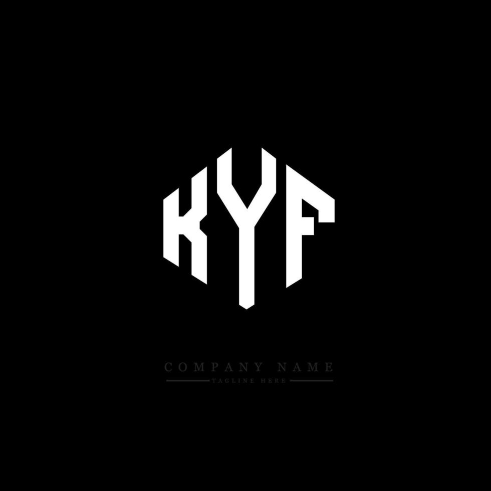 KYF letter logo design with polygon shape. KYF polygon and cube shape logo design. KYF hexagon vector logo template white and black colors. KYF monogram, business and real estate logo.