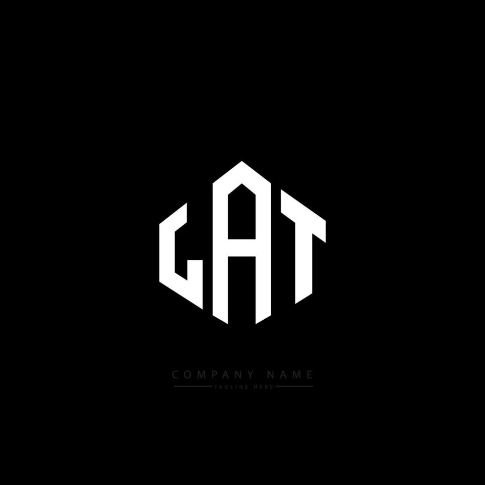 LAT letter logo design with polygon shape. LAT polygon and cube shape logo design. LAT hexagon vector logo template white and black colors. LAT monogram, business and real estate logo.