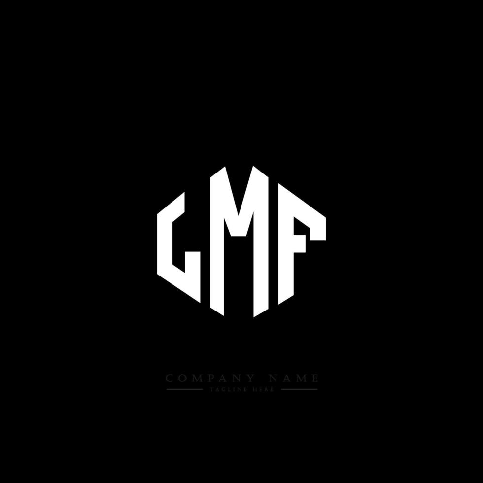 LMF letter logo design with polygon shape. LMF polygon and cube shape logo design. LMF hexagon vector logo template white and black colors. LMF monogram, business and real estate logo.