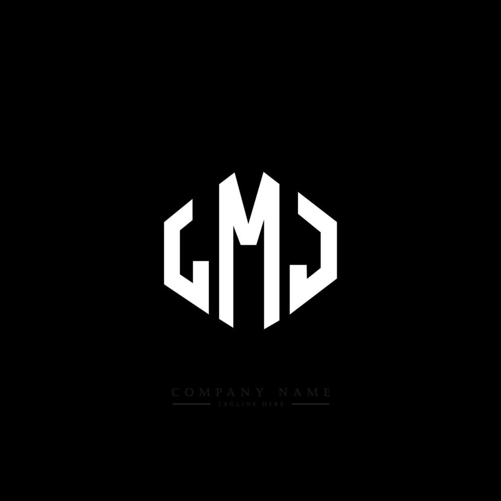 LMJ letter logo design with polygon shape. LMJ polygon and cube shape logo design. LMJ hexagon vector logo template white and black colors. LMJ monogram, business and real estate logo.