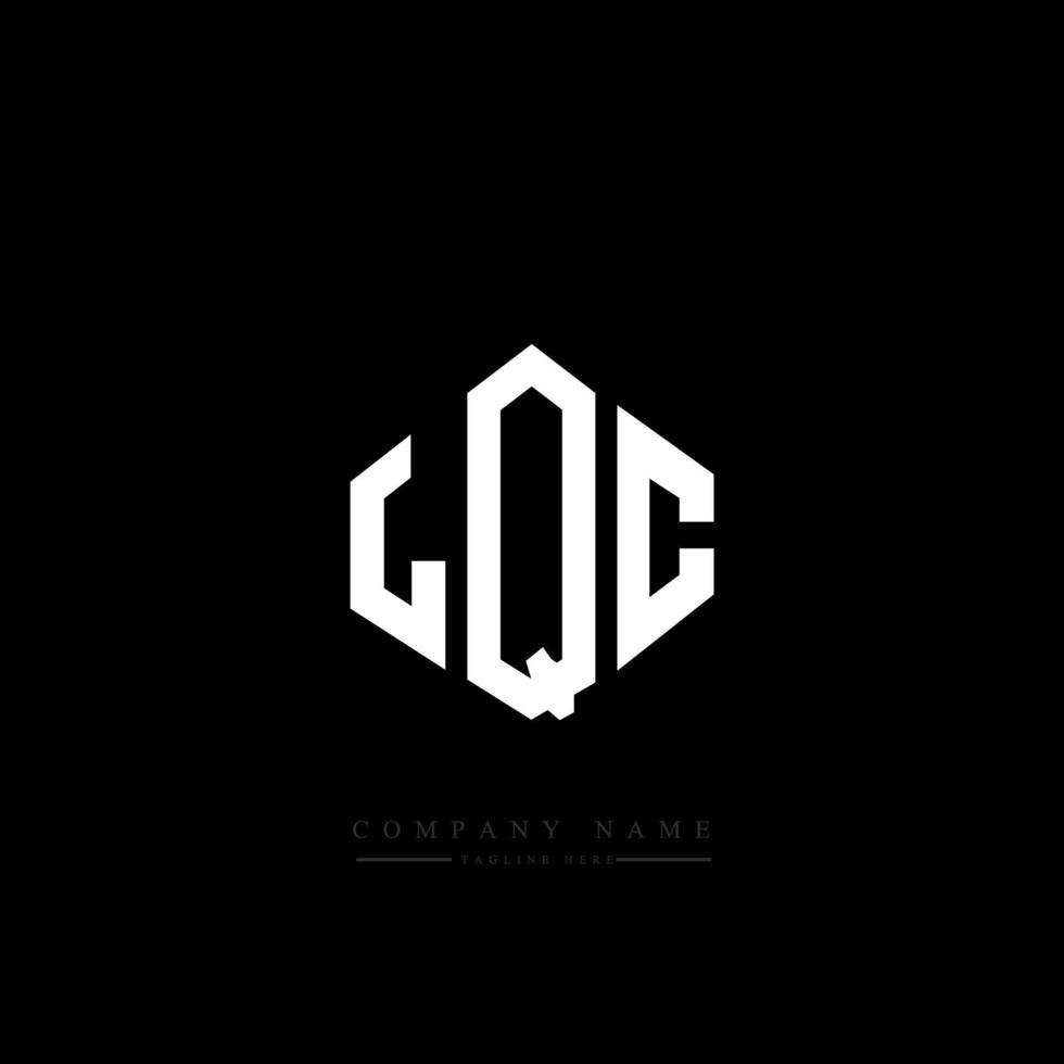 LQC letter logo design with polygon shape. LQC polygon and cube shape logo design. LQC hexagon vector logo template white and black colors. LQC monogram, business and real estate logo.