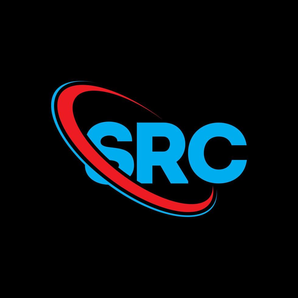logotipo src. letra src. diseño del logotipo de la letra src. logotipo de iniciales src vinculado con un círculo y un logotipo de monograma en mayúsculas. tipografía src para tecnología, negocios y marca inmobiliaria. vector